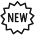 Ikona nowości przedstawia napis NEW w gwiazdce